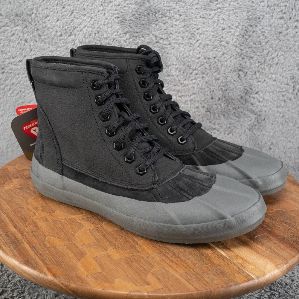 LL Bean Bar Harbor Duck Boots Black Gray Leather 517497 Women's Size 9 M NEW